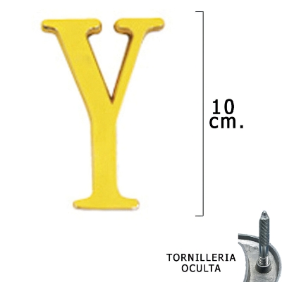 Imagen de Letra Latón "Y" 10 cm. con Tornilleria Oculta (Blister 1 Pieza)