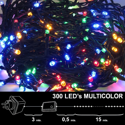 Imagen de Luces Navidad 300 Leds Luz Multicolores Interior / exterior (IP44)