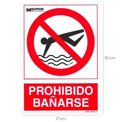 Imagen de Cartel Prohibido Bañarse 30x21 cm.