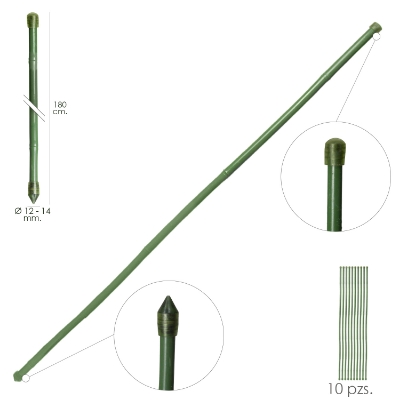 Imagen de Tutor Varilla Bambú Plastificado Ø 12  - 14 mm. x   180 cm. (Paquete 10 Unidades)