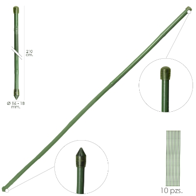 Imagen de Tutor Varilla Bambú Plastificado Ø 16  - 18 mm. x   210 cm. (Paquete 10 Unidades)