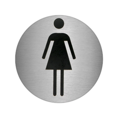 Imagen de Placa Adhesiva Baño "Mujer" Acero Inoxidable Ø 7 cm.