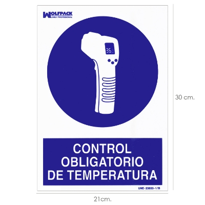 Imagen de Cartel De Control Obligatorio De La Temperatura 30x21 cm.