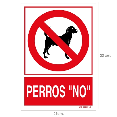 Imagen de Cartel / Señal Perros "No" 30x21 cm.