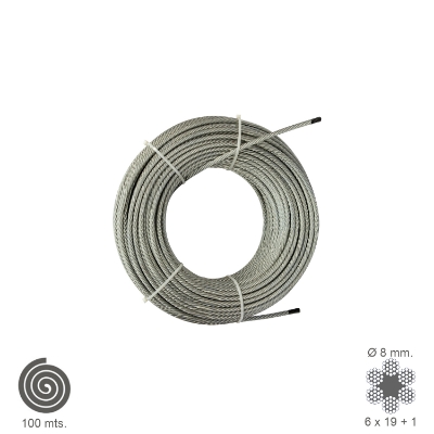 Imagen de Cable Galvanizado   8 mm. (Rollo 100 Metros) No Elevacion