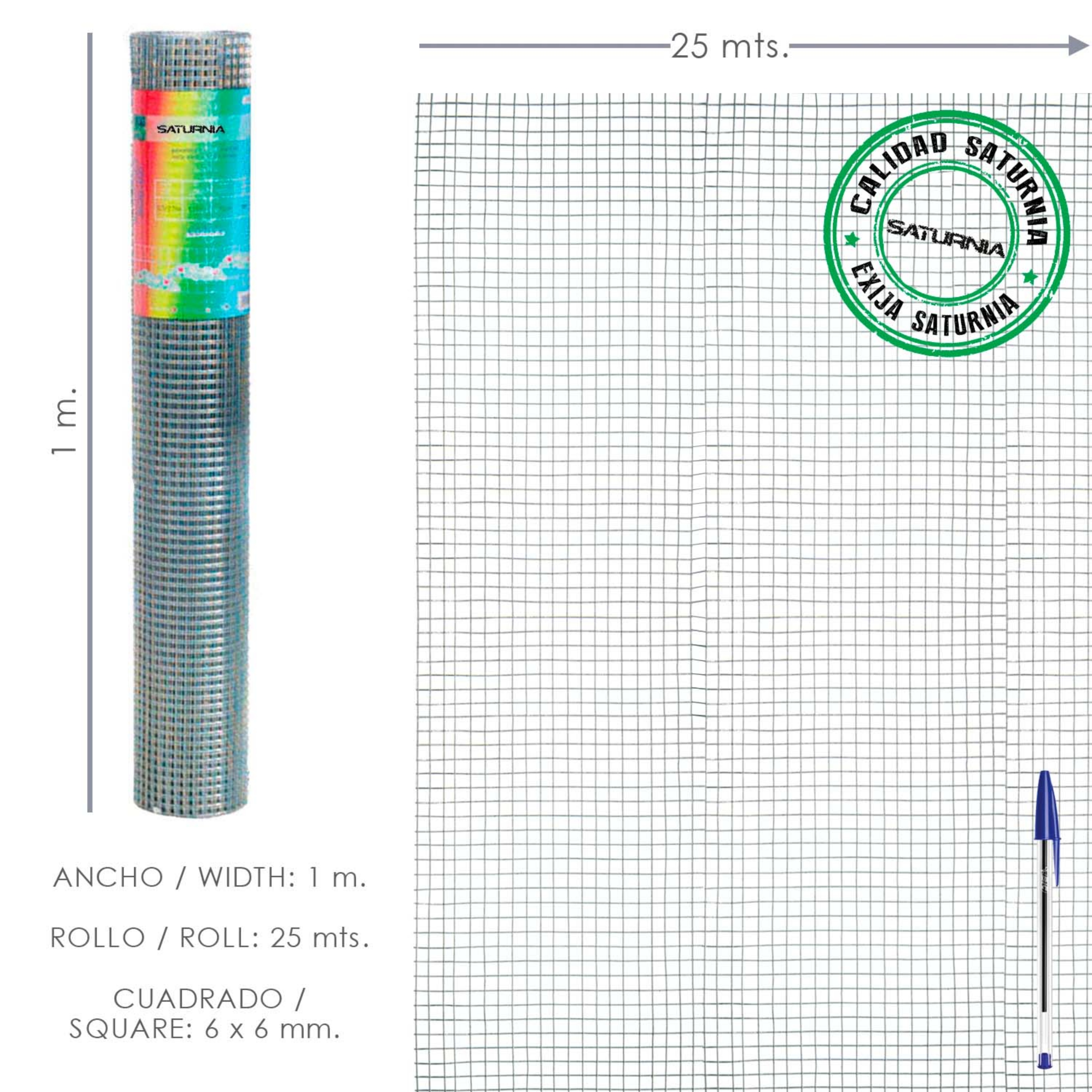 Imagen de Malla Electrosoldada Galvanizada 6x6 / 100 cm. rollo 25 Metros Uso Domestico