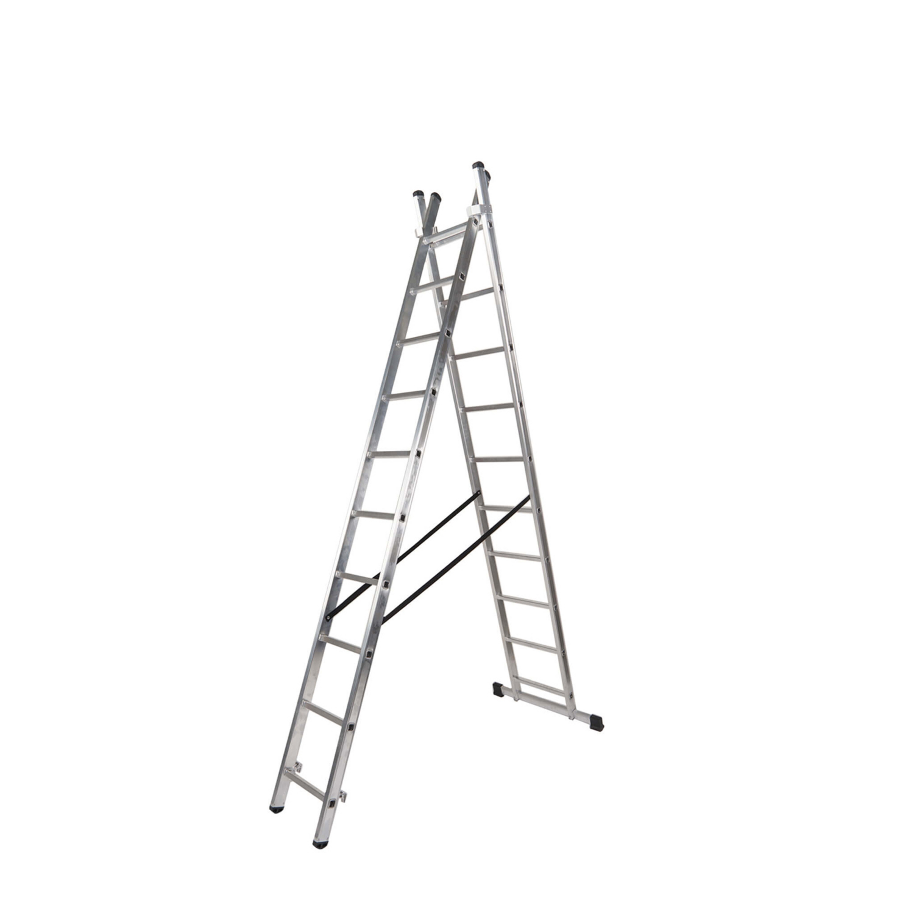 Imagen de Escalera Aluminio 2 Tramos 9+9 Peldaños. Plegable, Antideslizante, Resistente