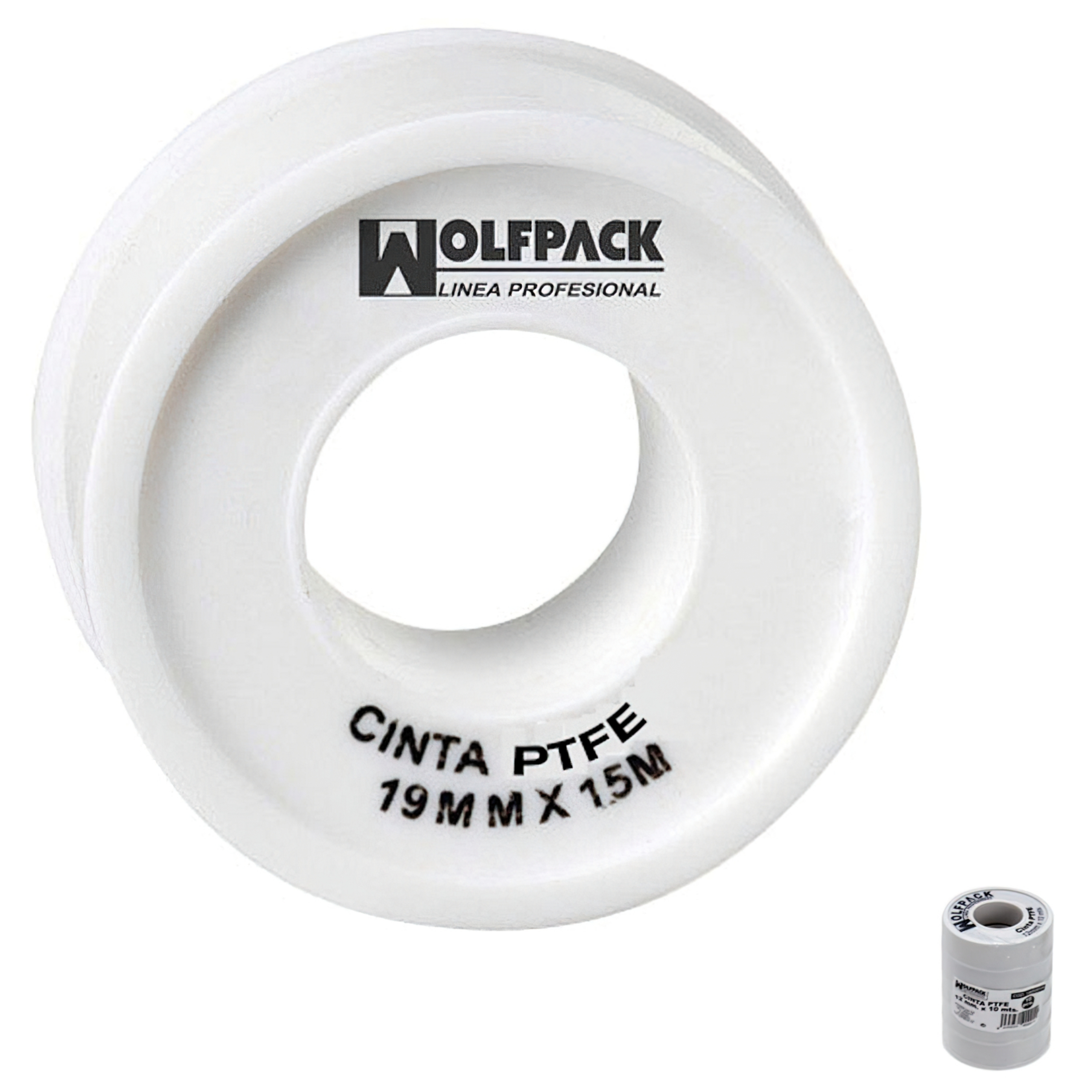 Imagen de Cinta PTFE Wolfpack 19 mm. x 50 m. Grueso. (Paquete de 5 Rollos)