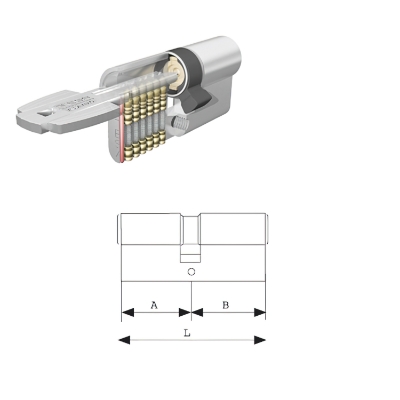 Imagen de Cilindro Tesa Seguridad T60 /30x30 Niquelado Leva Corta