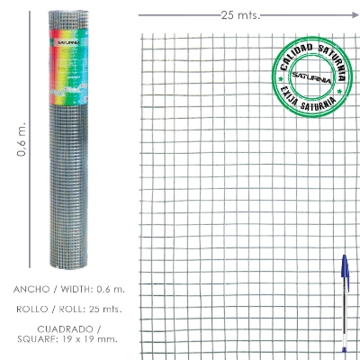 Imagen de Malla Electrosoldada Galvanizada 19x19 / 60 cm. rollo 25 Metros Uso Domestico