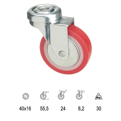 Imagen de Rueda Poliuretano Pasante 40 mm.