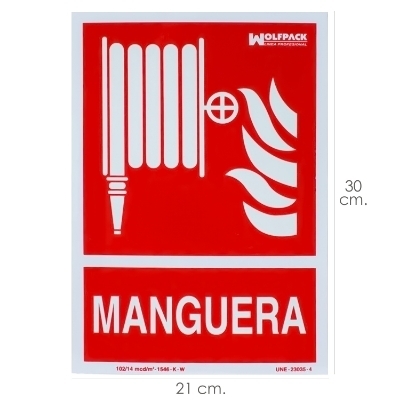 Imagen de Cartel / Señal Fluorescente Manguera 30x21 cm.