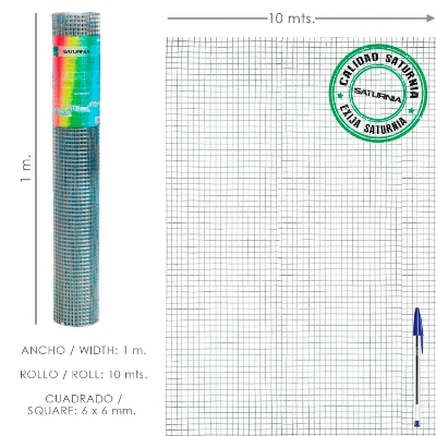 Imagen de Malla Electrosoldada Galvanizada 6x6 / 100 cm. rollo 10 Metros Uso Domestico