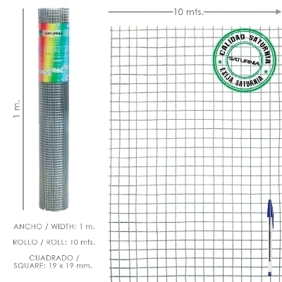 Imagen de Malla Electrosoldada Galvanizada 19x19 / 100 cm. rollo 10 Metros Uso Domestico