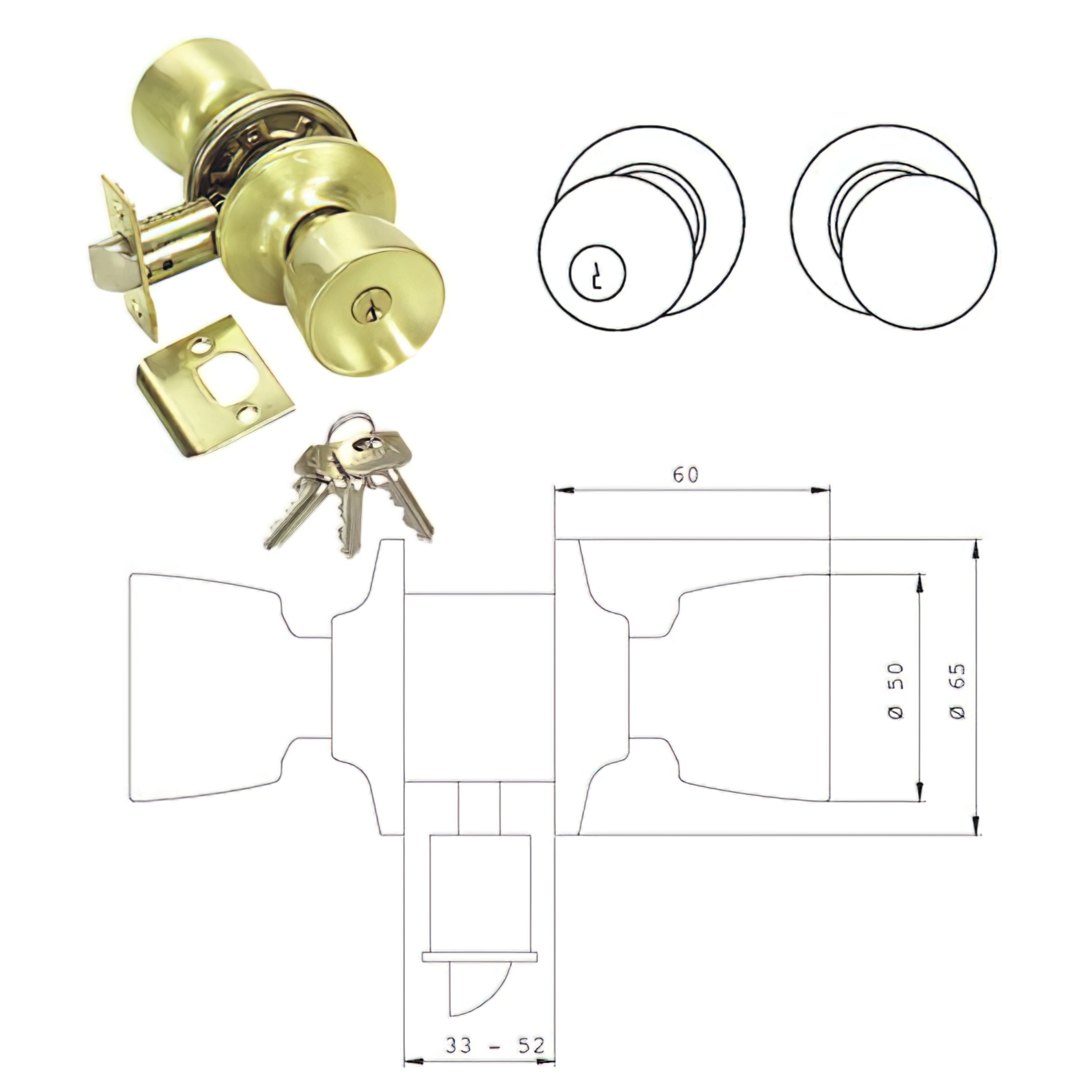 Imagen de Pomo Tesa    3502-LM/60/70