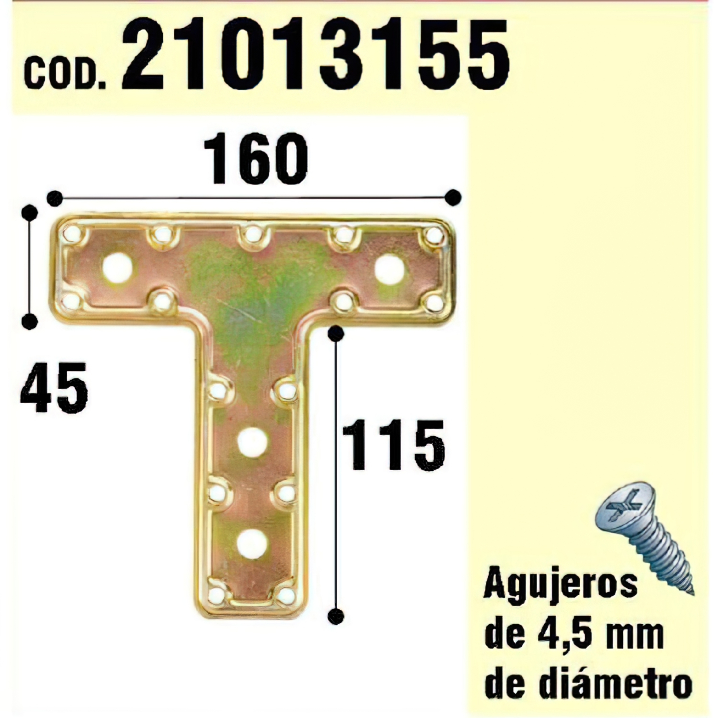 Imagen de Soporte Para Madera Placa "T"  Bicromatado 160 mm.