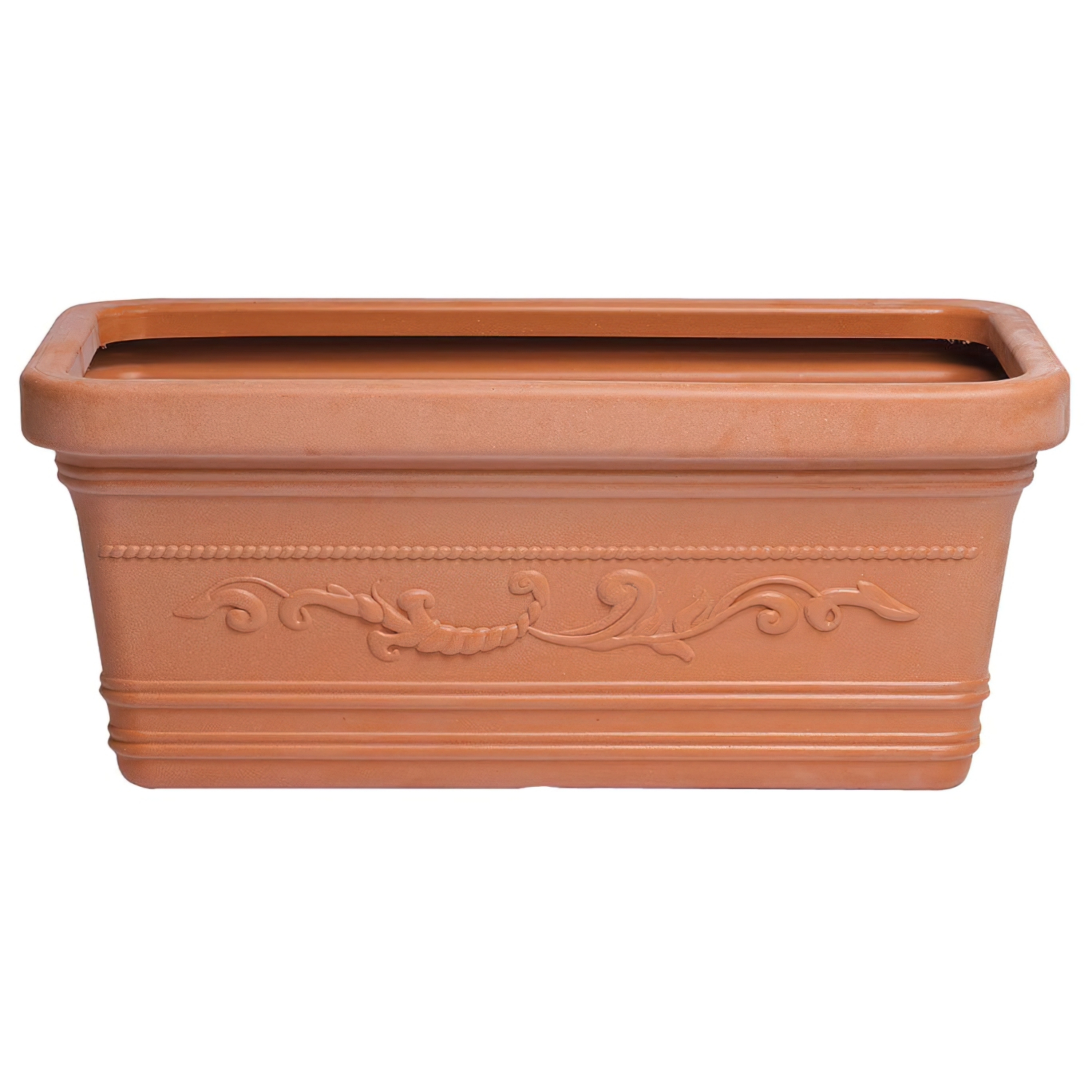 Imagen de Saturnia Macetero Resina Rectangular, Color Terracota, Resistente, Ideal Exterior, 80x40cm.