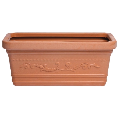 Imagen de Saturnia Macetero Resina Rectangular, Color Terracota, Resistente, Ideal Exterior, 80x40cm.