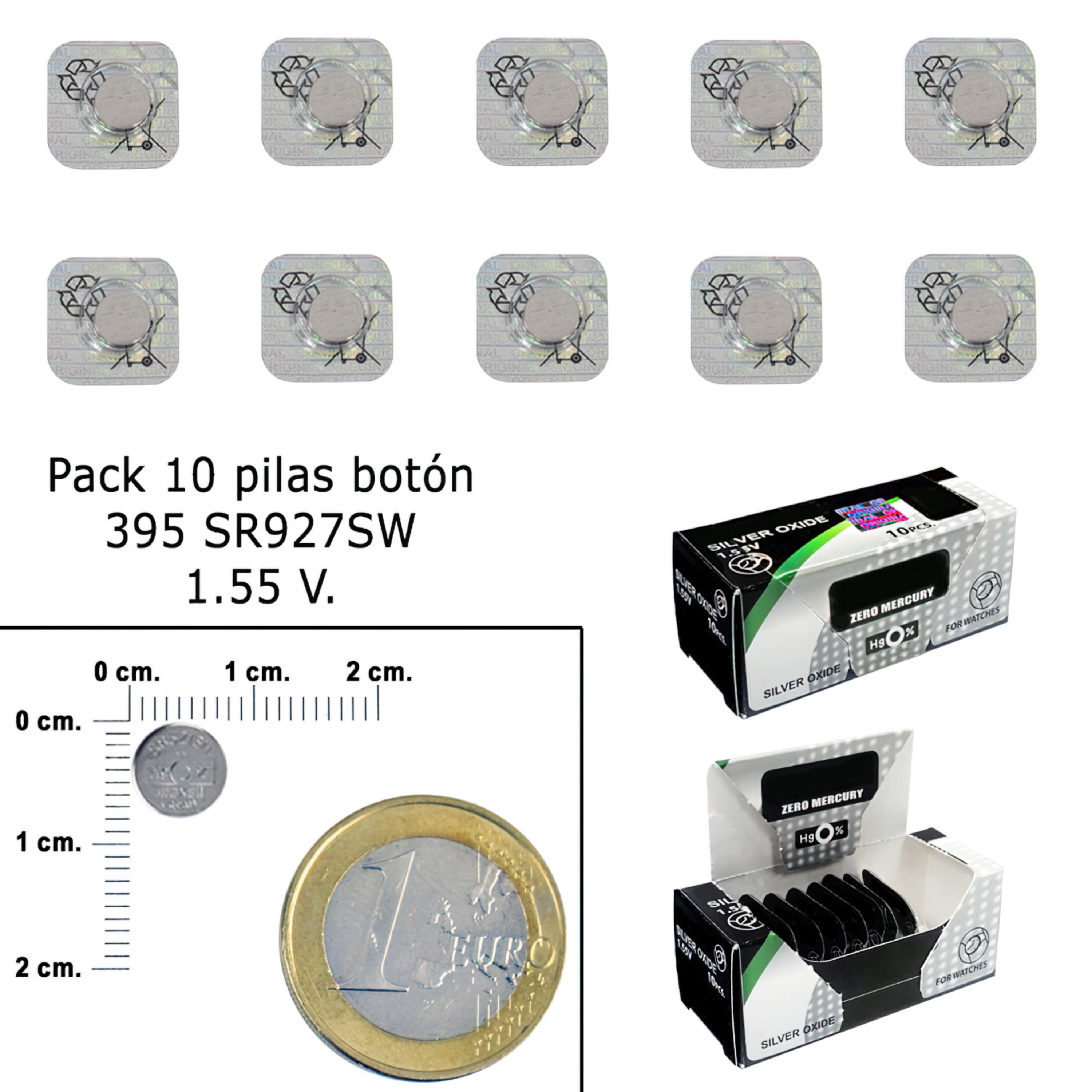 Imagen de Pila Boton Oxido De Plata 395 / SR927SW (Caja 10 Pilas)