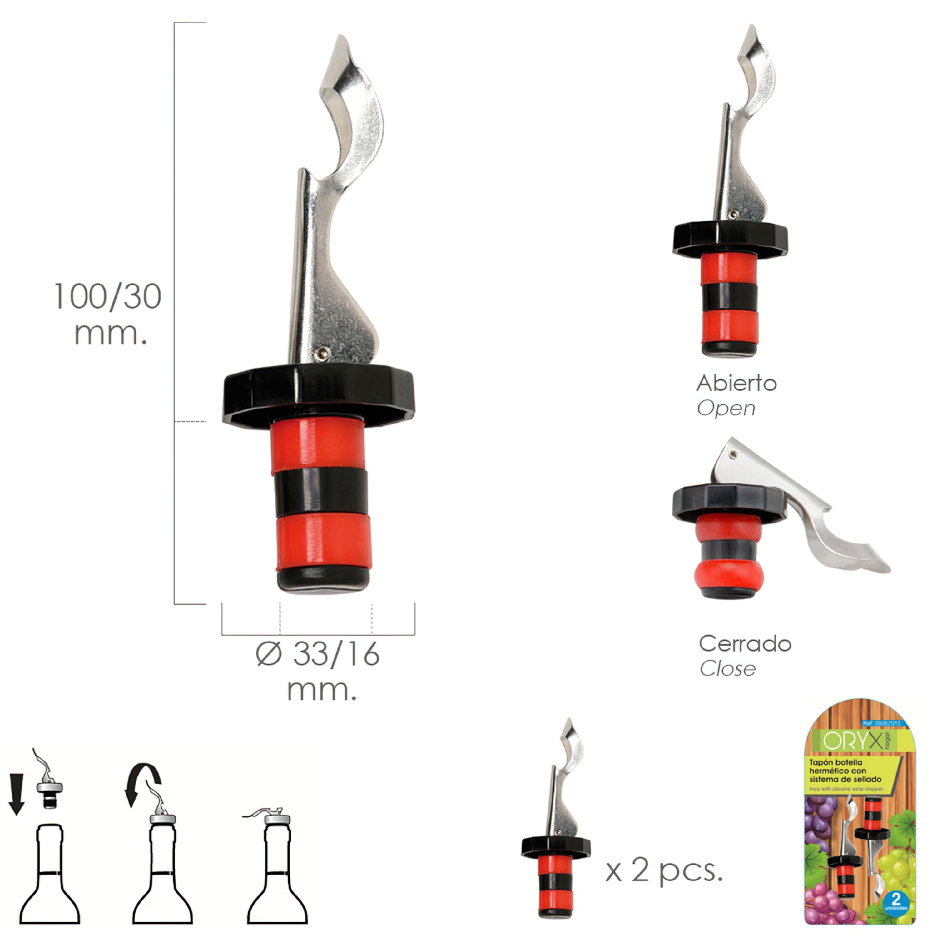 Imagen de Tapon Botella Hermético Con Sistema De Sellado Mediante Expasión. 2 unidades