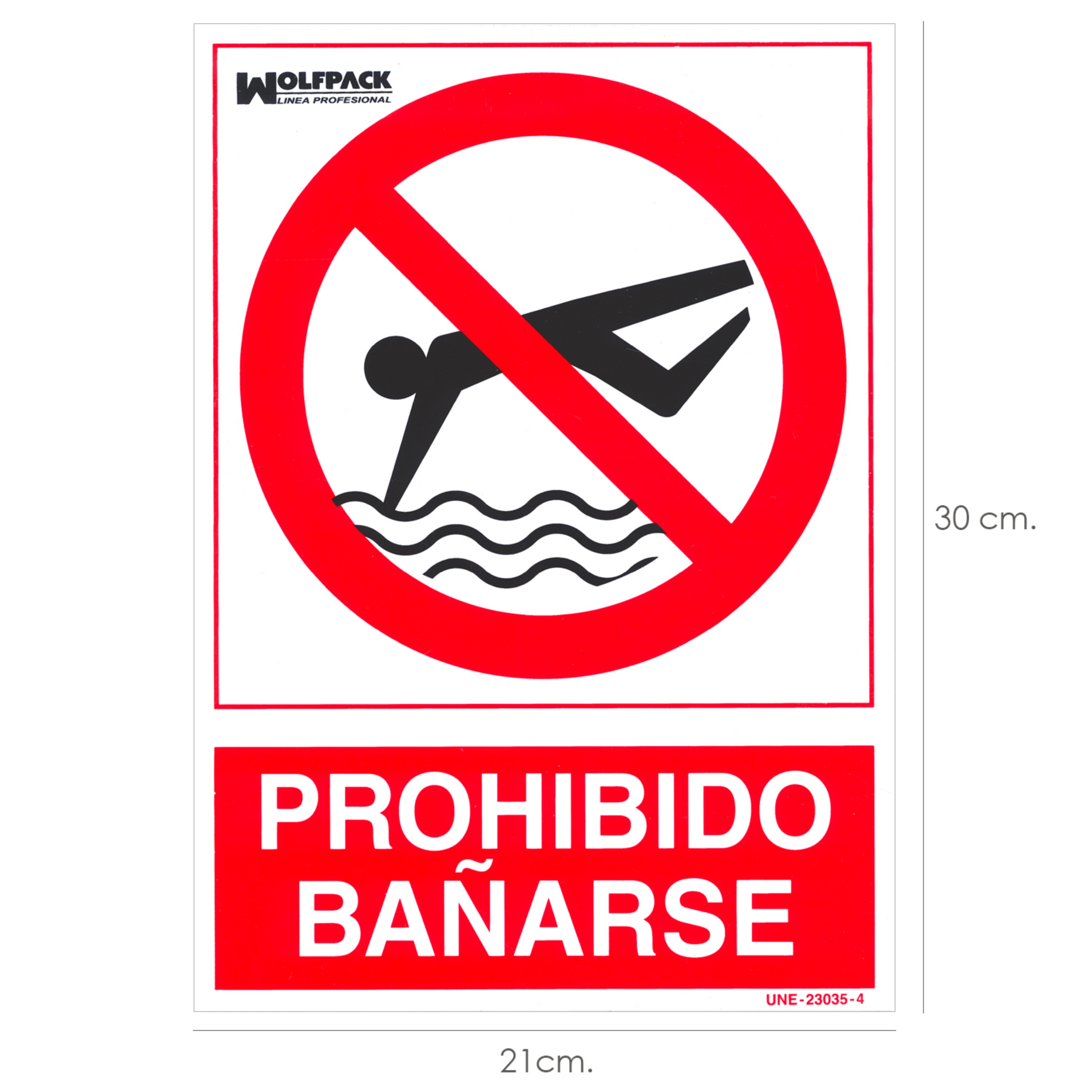 Imagen de Cartel Prohibido Bañarse 30x21 cm.