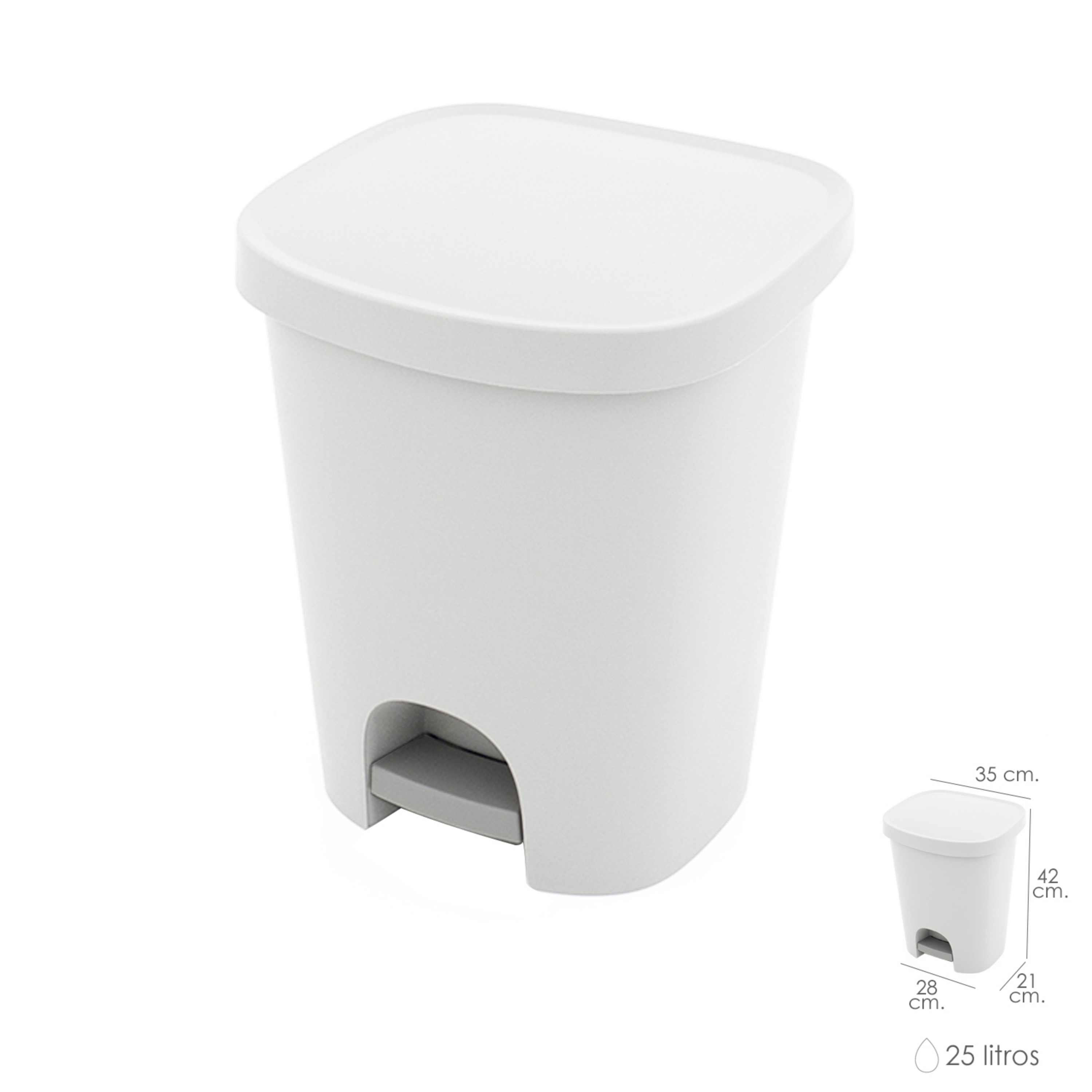 Imagen de Cubo Basura Con Pedal 25 Litros Plastico Blanco