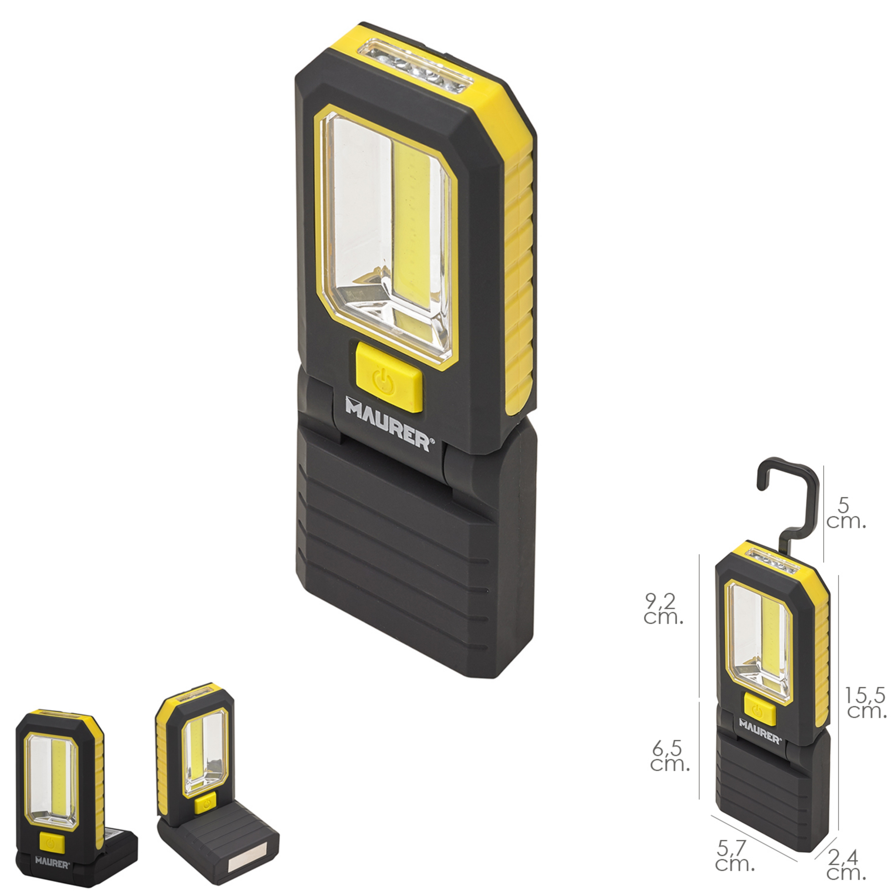 Imagen de Linterna LED Profesional Multifunción Compacta Plegable A Pilas (3 AAA) 210 Lumenes 2 Modos de Iluminación Con Iman y Gancho