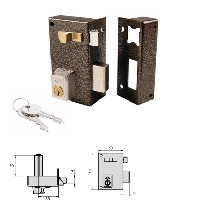 Imagen de Cerradura Cvl 756A / 60 / Hierro Esmaltado Izquierda Cilindro 70 mm.