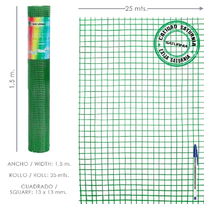 Imagen de Malla Electrosoldada Plastificada Corral 13x13 / Altura 150 cm. / Rollo 25 metros