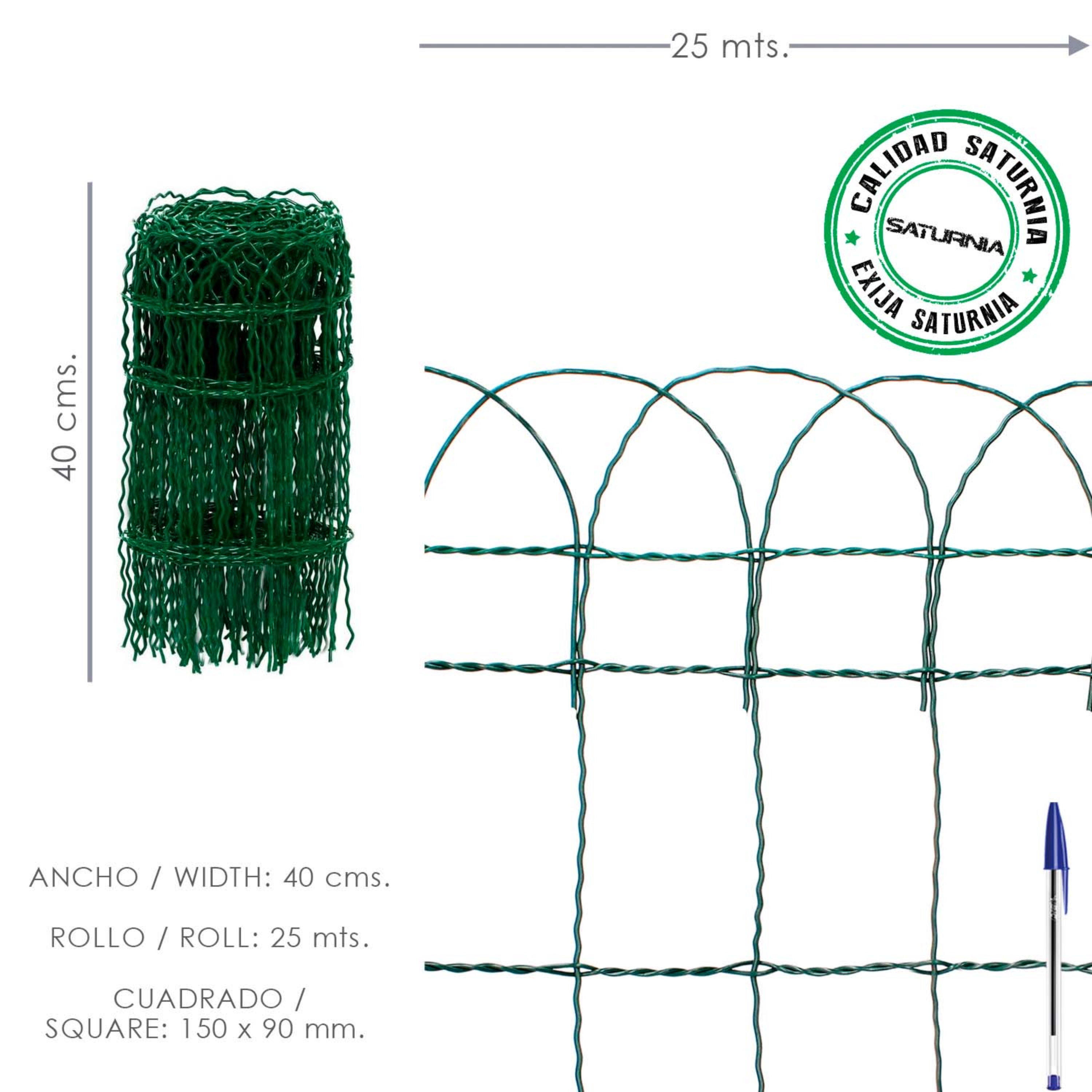 Imagen de Malla Electrosoldada Plastificada Residence Altura 40 cm. Rollo 25 Metros