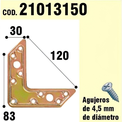 Imagen de Soporte Para Madera Placa "L"  Bicromatado 120 mm.