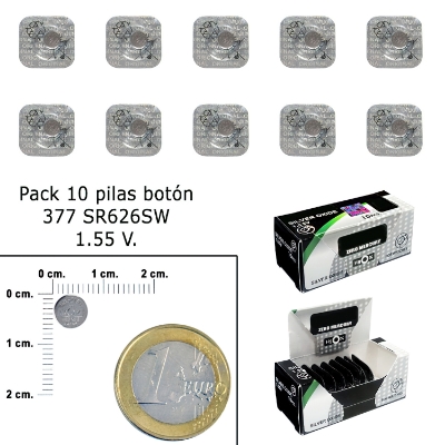 Imagen de Pila Boton Oxido De Plata 377 / SR626SW (Caja 10 Pilas)