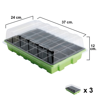 Imagen de Semillero Germinación Invernadero 24 Compartimentos Con Bandeja Anti Goteo Sets De 3 Piezas Siembra / Germinacion de plantas