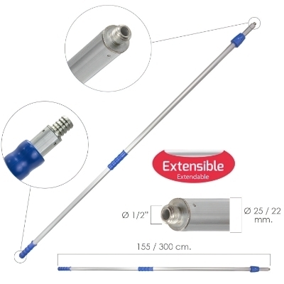 Imagen de Mango Metálico Extensible Para Cepillo Lava Camiones Wolfpack 155/300 cm.