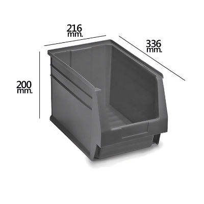 Imagen de Gaveta Apilable Almacenamiento Gris Nº55 336x216x200 mm.  (3/6)