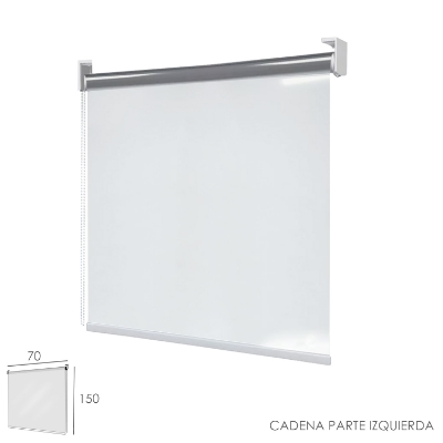 Imagen de Mampara Cortina Enrollable PVC Transparente, Medidas 70 x 150 cm. Cadena Lado Izquierdo