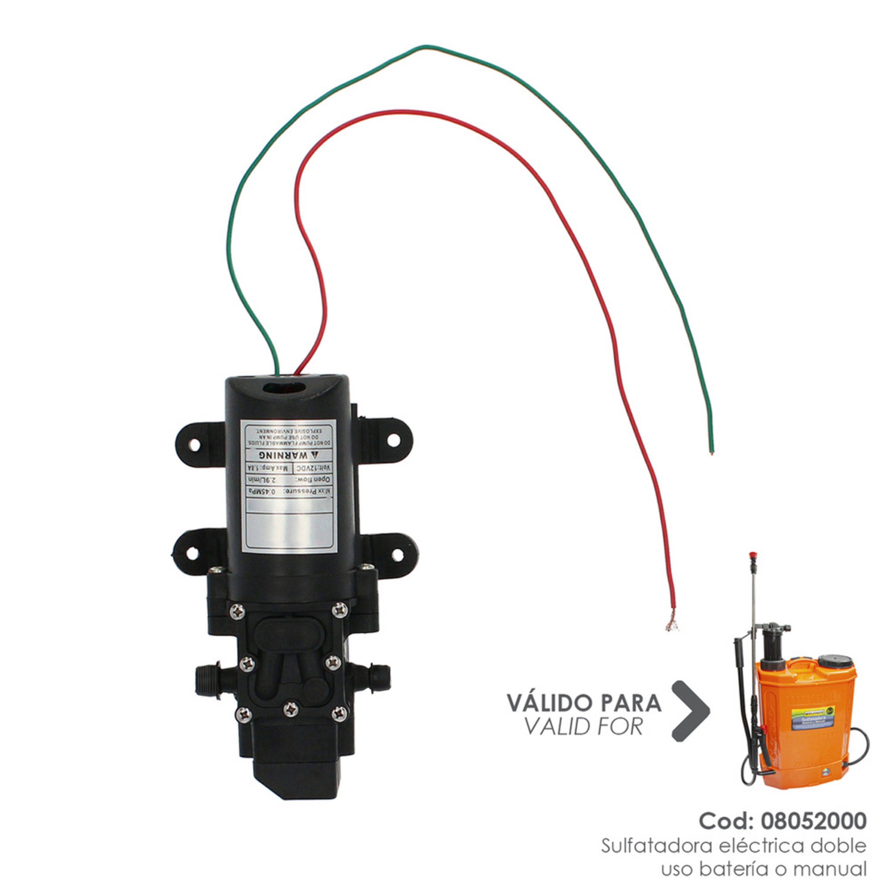 Imagen de Motor Para Sulfatadora 08052000 Sulfatadora Electrica A Bateria 12 V / 8 Amperios