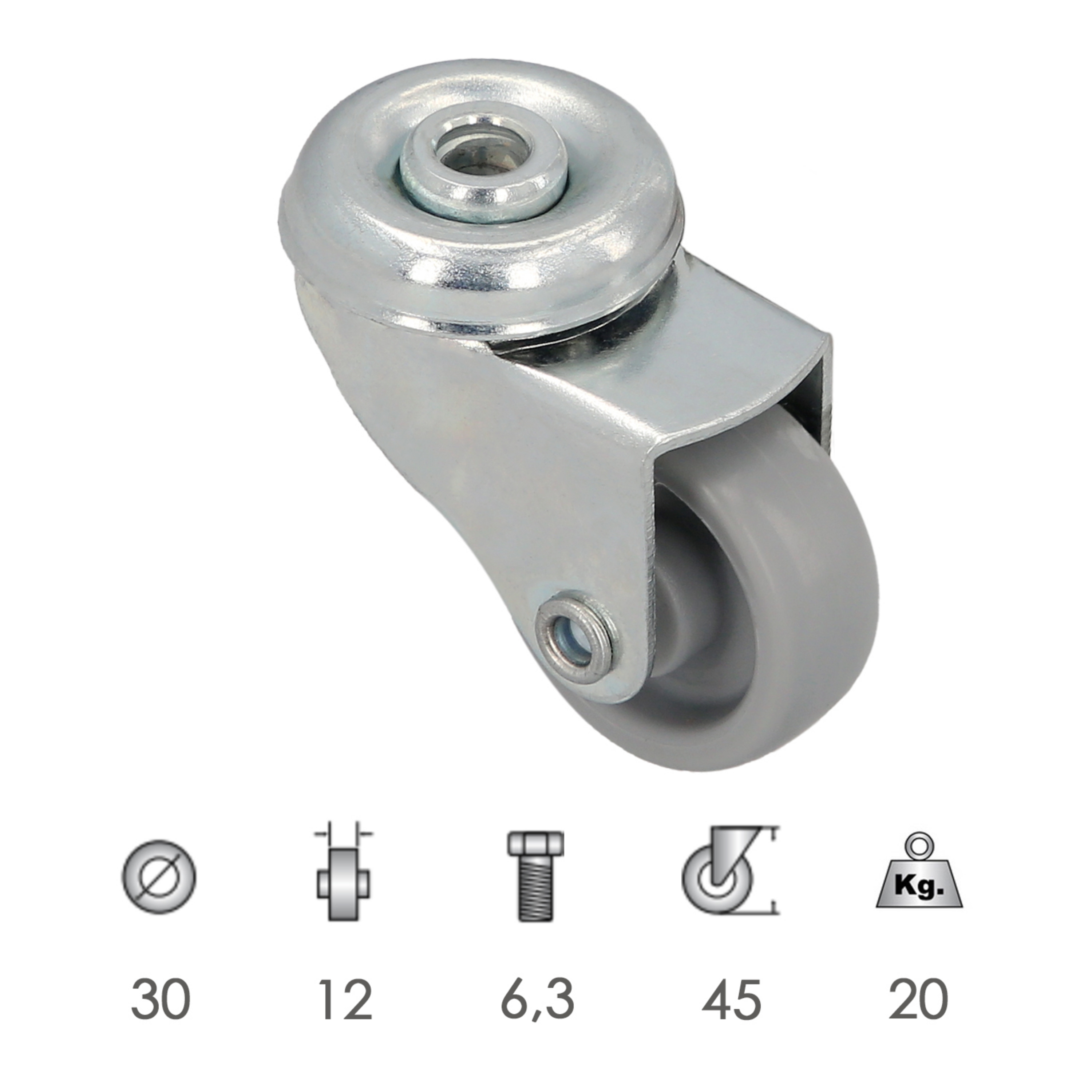 Imagen de Rueda Domestica Ø 30 mm. Agujero Pasante Ø 6,3 mm.