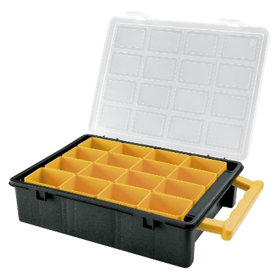 Imagen de Maletin Organizador Plastico 16 Compartimentos Extraibles 242x188x60 mm. Caja Almacenaje, Malentin Organizador,