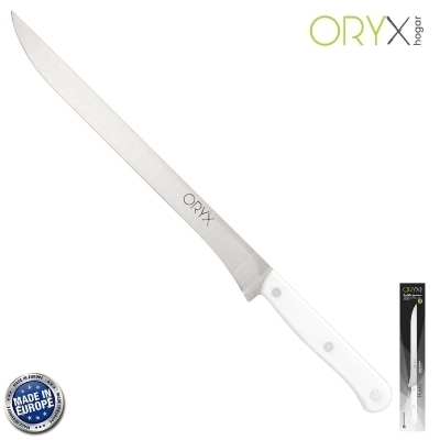 Imagen de Cuchillo Husky Jamonero 25 cm. Hoja Acero Inoxidable, Cuchillo Jamon, Cuchillo Cortar Jamon Mango Ergonomico Blanco