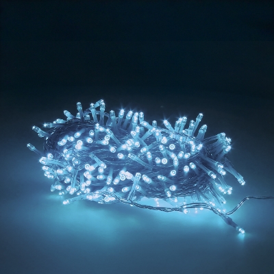 Imagen de Guirnalda Luces Navidad 300 Leds Color Azul Hielo. Luz Navidad Interiores y Exteriores Ip44. Cable Transparente.