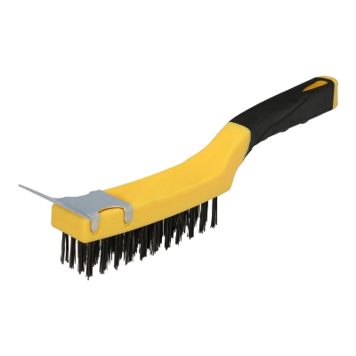 Imagen de Cepillo Manual Acero Soldador Con Rascador, Mango de plástico, Cepillo Soldaduras, Cepillo Taller