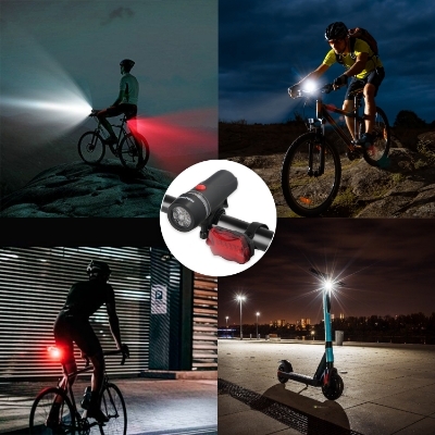 Imagen de Kit Luces Led Delantera y Trasera Para Bicicleta / Patinete. Funcionamiento a Pilas.