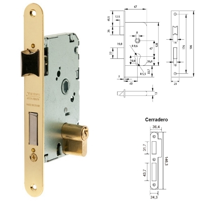 Imagen de Cerradura Tesa 2010-p-hl/40  Canto Redondo