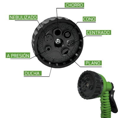 Imagen de Manguera Extensible Riego Compacto 10 A 30 Metros Con Pistola 7 Posiciones