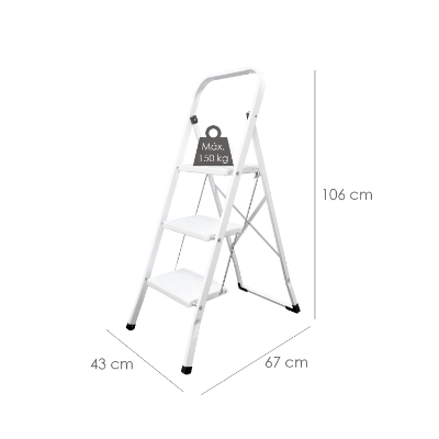 Imagen de Escalerilla Acero 3 Peldaños Uso Doméstico.Escalerilla blanca