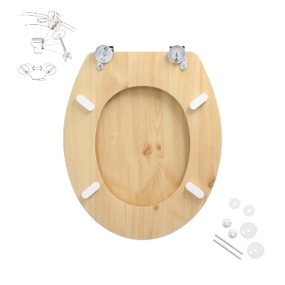 Imagen de Tapa WC Madera Natural, Tapa Asiento Inodoro, Asiento Para Inodoro Universal, Soporte Ajustable,