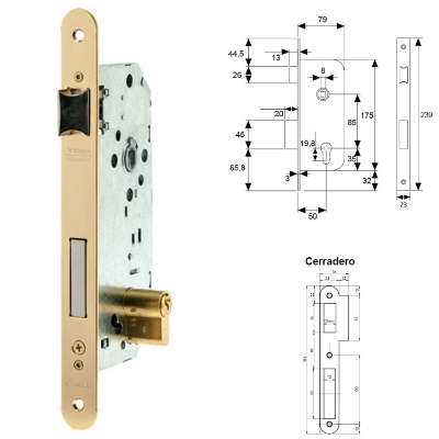 Imagen de Cerradura Tesa 2030-hl/50 Canto Redondo