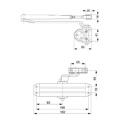 Imagen de Cierrapuertas Tesa DC110  F2-3 Sin Retenedor Plateado