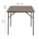 Imagen de Mesa Plegable Cuadrada 86x86x74 cm. Color Marron.